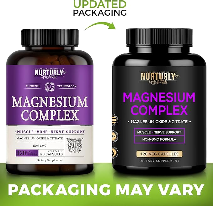 Magnesium Citrate &amp Oxide 500mg Complex Supplement - High Absorption Maximum Strength - Helps Support Bone Density and Strength Muscles Energy and Sleep - 240 Vegan Capsules