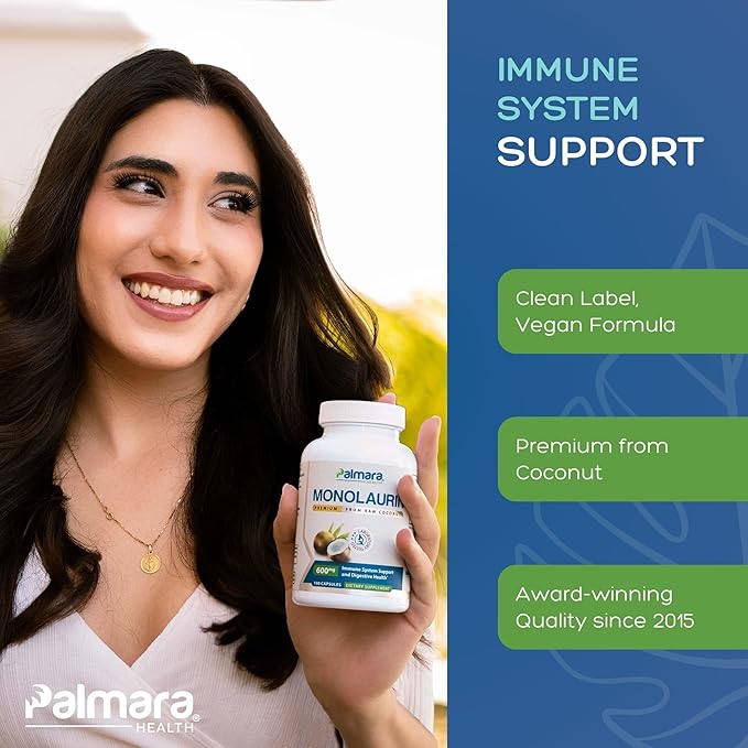 Palmara Health Premium Monolaurin 1200mg per 2 capusle Serving 1 Pack (100 Capsules)