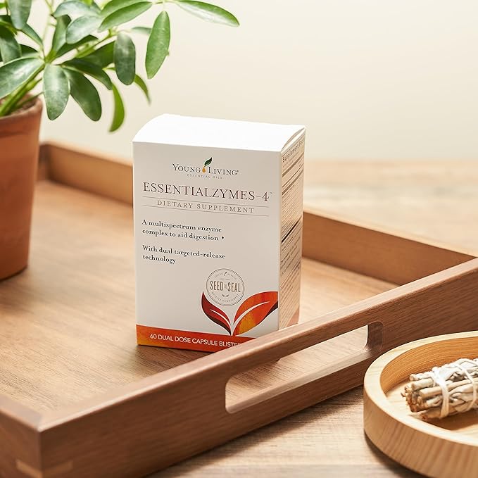 Young Living Essentialzymes-4 | 120 ct | Essential Oils Dietary Supplement | Time-Release Enzyme Capsules | Fiber &amp Protein Digestion | Nutrient Absorption Support