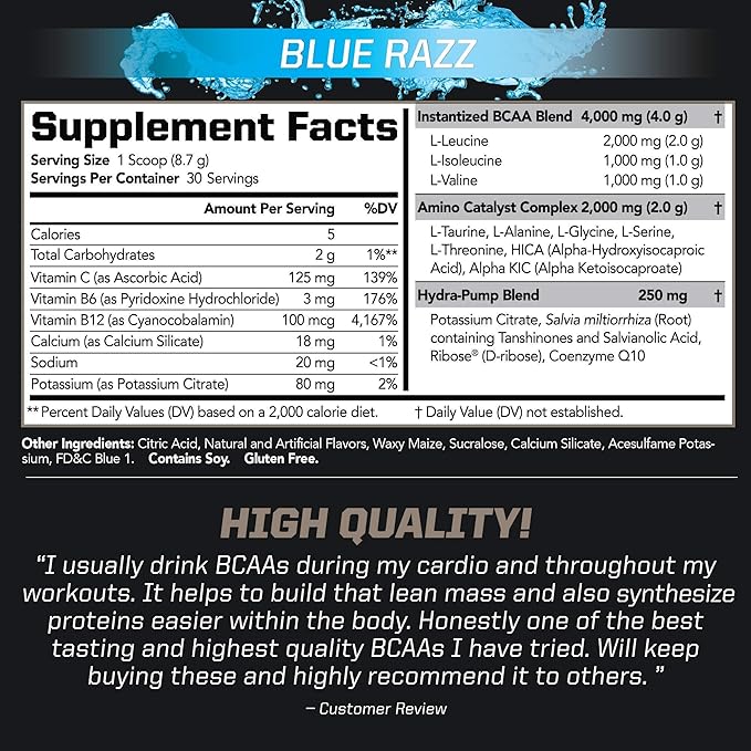 PMD Sports CG5 - Premium Creatine and L-Glutamine Powder (60 Servings) &amp PMD Sports BCAA Stim Free Amino Acids for Enhanced Recovery – Blue Razz (30 Servings)