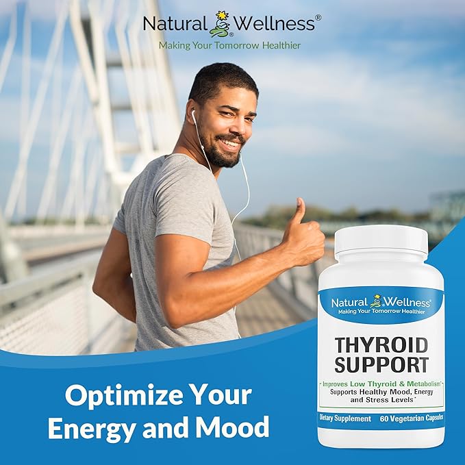 Natural Wellness Thyroid Support – Iodine Selenium &amp L-Tyrosine Supplement for Healthy Thyroid Function Energy and Metabolism – Thyroid Support for Women &amp Men – 60 Vegetarian Capsules