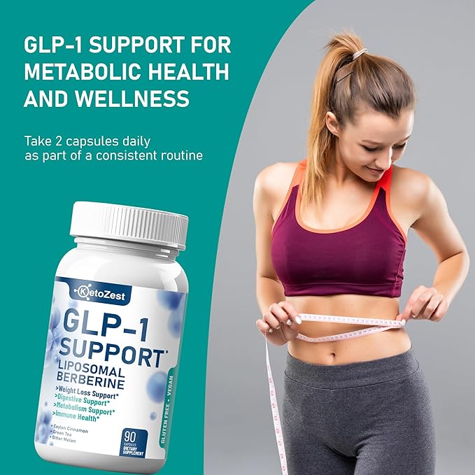 GLP-1 Support Weight Loss Supplement - 15-in-1 GLP1 Support for Weight Management Appetite Suppressant Fat Burn for Women Men - with Liposomal Berberine HCl Bitter Melon Citrus Bergamot