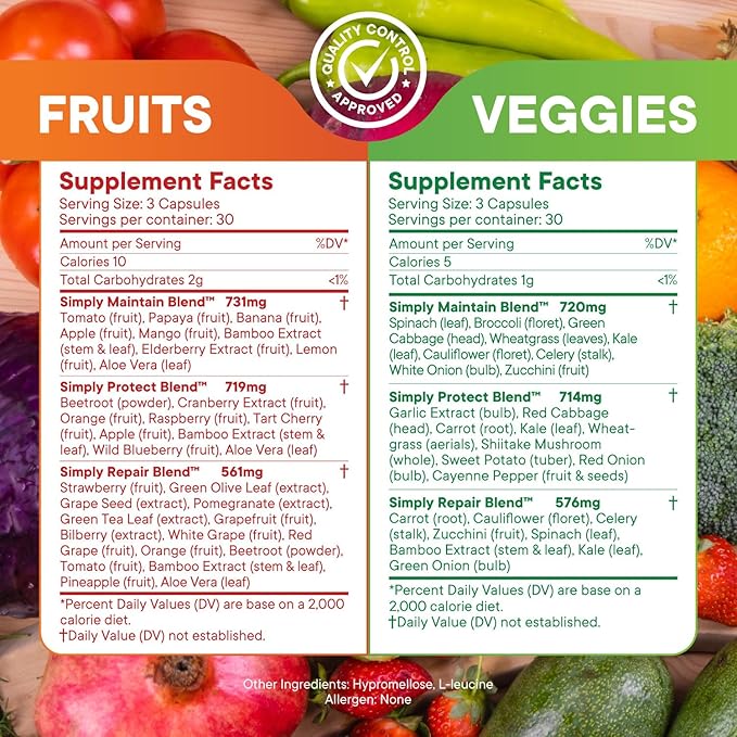 Simply Nature's Pledge - Packed with Over 40 Different Fruits &amp Vegetables - Made with Whole Food Superfoods - with High Beta Carotene – 100% Soy Free - 90 Count (Pack of 2)
