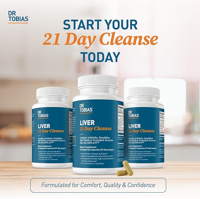 Dr. Tobias Liver 21 Day Cleanse Herbal Liver Detox Cleanse with Milk Thistle Dandelion Root &amp Artichoke Extract Supports Liver Health &amp Digestion 63 Vegetarian Capsules (126 Count (Pack of