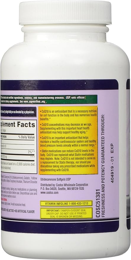 Kirkland Signature COQ10 100 Softgels 300 mg 6.4 Ounce
