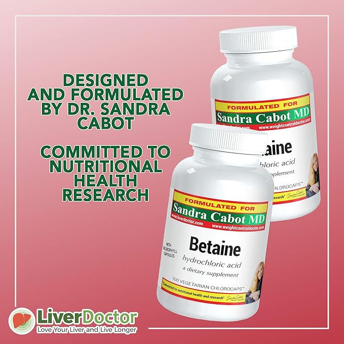 Pure Betaine HCL Supplement Capsules - Betaine HCL 100 Chlorocaps