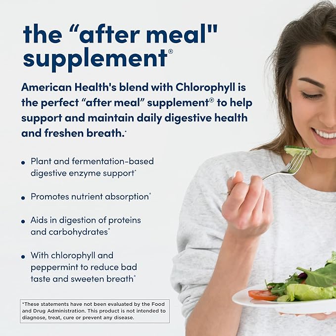 American Health Papaya Enzyme with Chlorophyll Chewable Tablets 2 Pack - Promotes Nutrient Absorption Helps Digestion and Freshens Breath - Gluten-Free Vegetarian - 600 Tablets 400 Total Servings