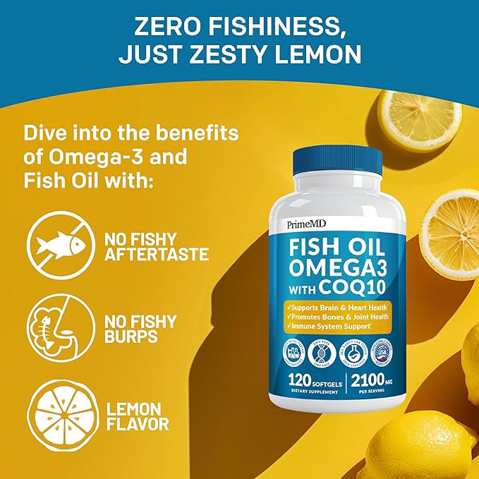 4-in-1 Fish Oil Omega 3 Supplements (2100mg) - Omega 3 Fish Oil with Vitamins D3 &amp K2 and CoQ10 &amp 28-in-1 Quercetin with Bromelain Supplement for Daily Immune Defense Support (120ct)