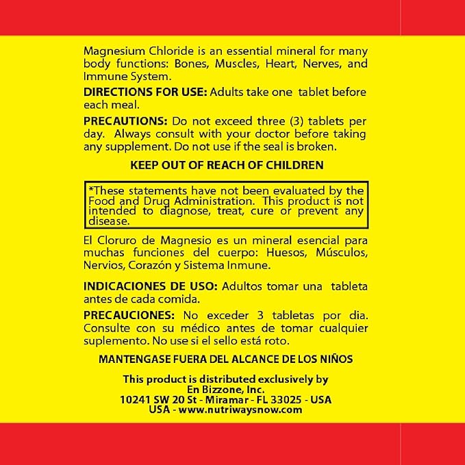 Magnesium Chloride - 140 Tablets (Cloruro de Magnesio)