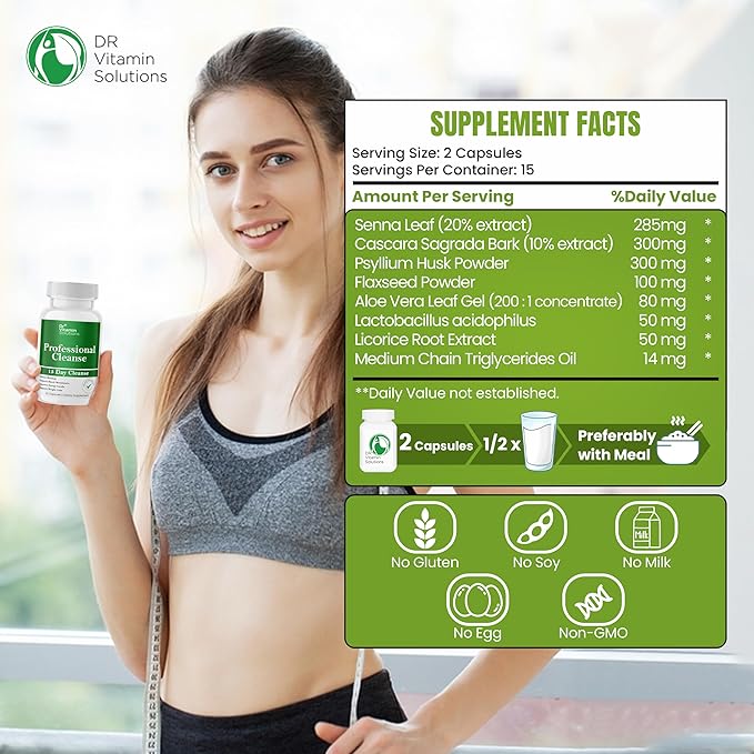 DR VITAMIN SOLUTIONS Professional Detox Cleanse and Thermogenic Fat Burner Bundle - 15 Day Cleanse for Weight Management Gut Health and Bloating Relief - 2-Pack of Each