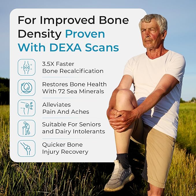 Marine Calcium Bone Density Supplement 3.5X Absorbable Pearl Calcium &amp Icelandic Marine Algae with Magnesium Vitamin D3 K2 &amp More Organic Holistic Alternative Astronaut Endorsed - 30 Day