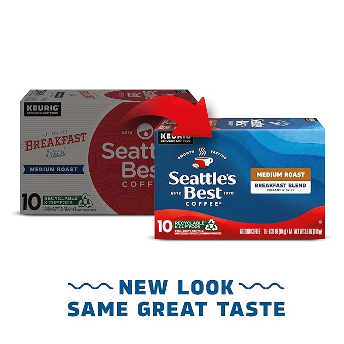 Seattle’s Best Coffee Medium Roast K-Cup Coffee Pods Breakfast Blend 100% Arabica 6 Boxes (60 Pods Total)