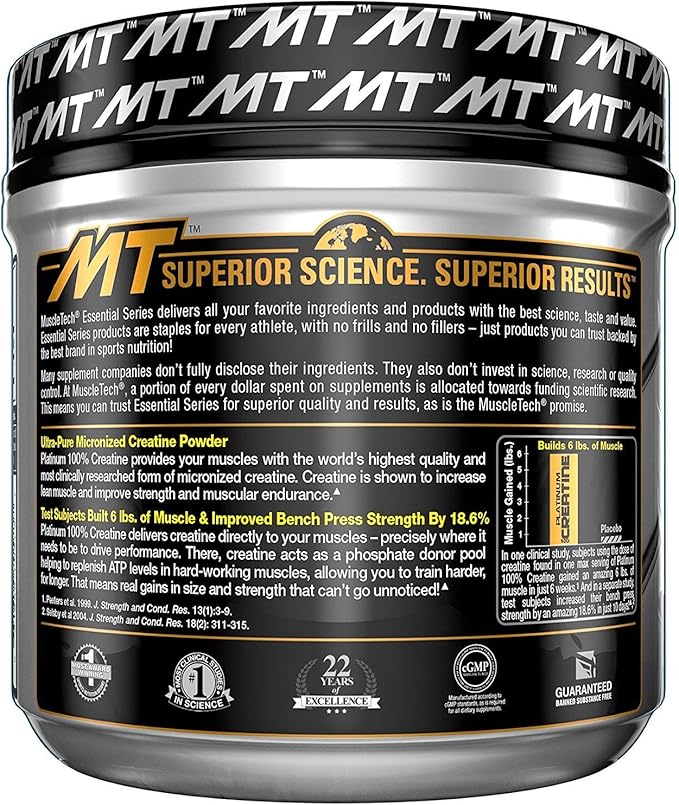 MuscleTech Creatine Monohydrate Powder Platinum Pure Micronized Muscle Recovery + Builder &amp Platinum Multivitamin for Immune Support 18 Vitamins &amp Minerals