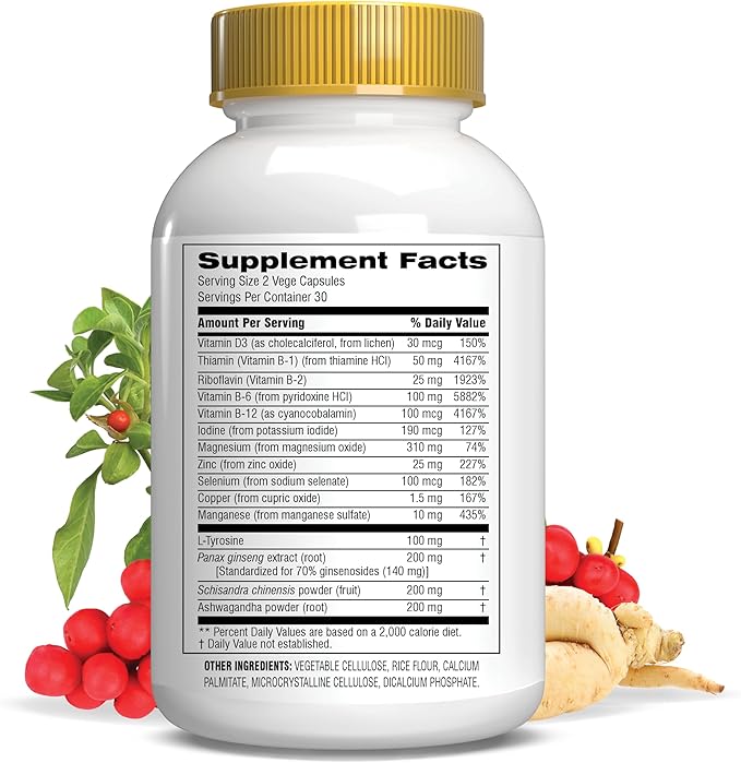 Botanic Choice Thyroid Complete –Support Now with Ashwagandha Schisandra Chinensis Iodine -for Thyroid Energy Hair Nail Health Heart Health Support Hormone Support (60 Vege Caps)