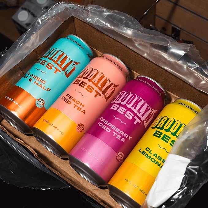 Brooklyn Best Peach Iced Tea Not too Sweet Better for You Drink - 15 Fl Oz (Pack of 12)