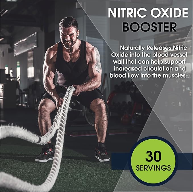 L-Arginine 5000mg + L-Citrulline Complex Powder Supplement Drink Mix - Nitric Oxide Booster for Heart Health Blood Flow &amp Energy - 30 Servings (Strawberry Banana)
