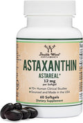Astaxanthin - Triple Strength 12mg (Only Patented Astaxanthin (Astrareal) with 70+ Human Clinical Trials) Grown Harvested and Made in The USA (Astaxantina) by Double Wood