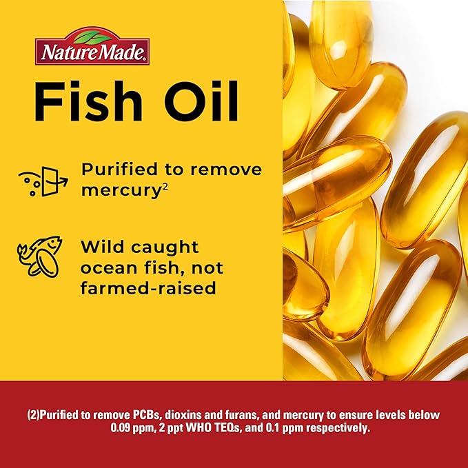 Nature Made Extra Strength Omega 3 Fish Oil Supplements 2800mg Fish Oil Omega 3 Supplements as Ethyl Esters for Healthy Heart Brain Eyes Mood Support 60 Softgels 30 Day Supply