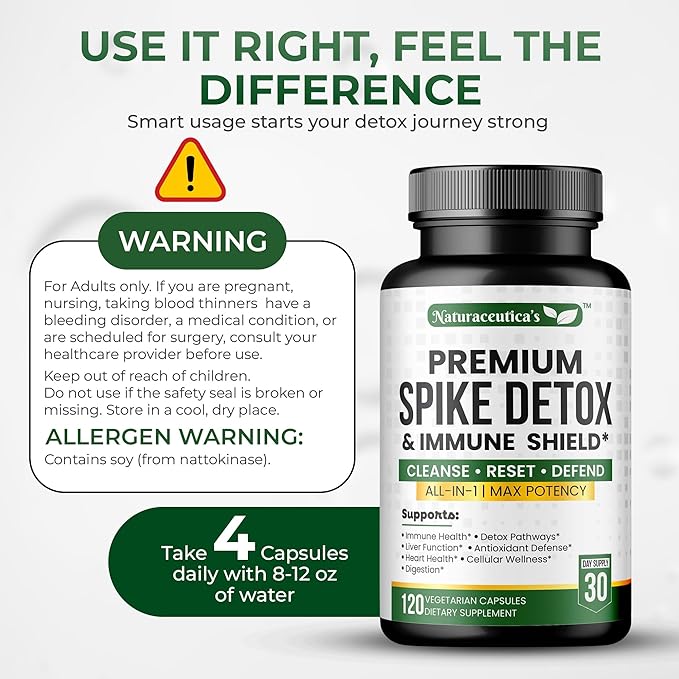 9-IN-1 Premium Spike Detox Wellness Formula – 8X Potency Nattokinase Bromelain Curcumin Milk Thistle for Spike Support Immune &amp Antioxidant Support Liver &amp Heart Health support –120 Veg.