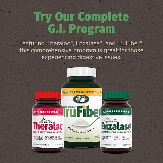 Master Supplements Enzalase - 50 Capsules - Probiotic Compatible Enzymes - Provides Digestive Boost + Gas &amp Bloating Relief - Gluten Free - 50 Servings