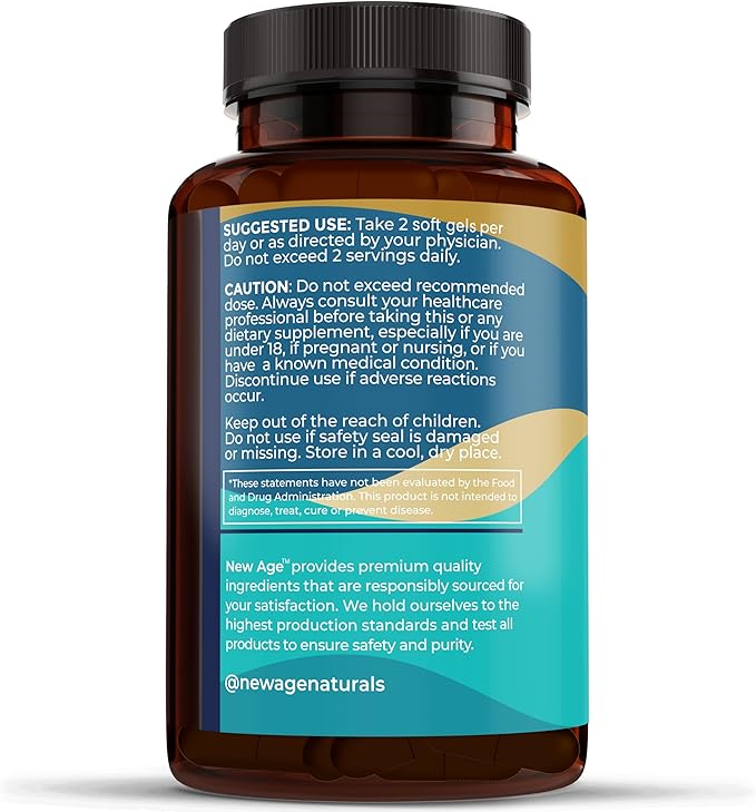 NEW AGE Omega 3 Fish Oil 2500mg Supplement Non GMO - EPA DHA Fatty Acids Gluten Free (180 Softgels (Pack of 2))