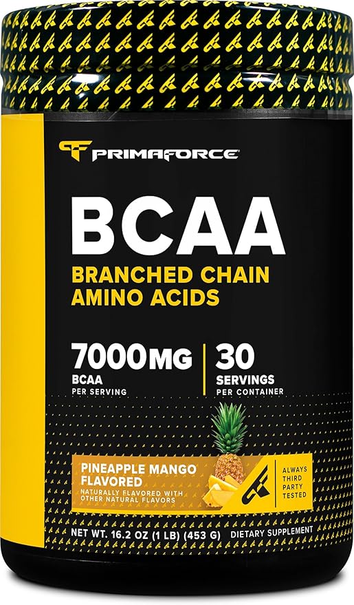 Primaforce BCAA Powder (Pineapple Mango) 30 Servings Per Container - 2:1:1 BCAAs Post-Workout Recovery Drink with Amino Acids and Real Salt for Men &amp Women