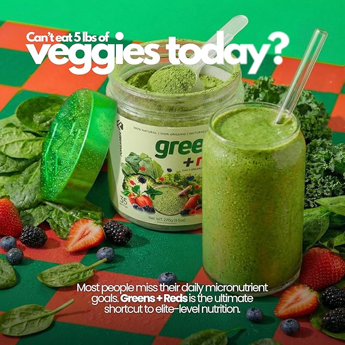 Forzagen Vegan Greens &amp Reds Superfood Powder - Organic Super Greens Powder | Premium Veggie Powder Supplement | 35 Servings Reds and Greens Superfood Powder
