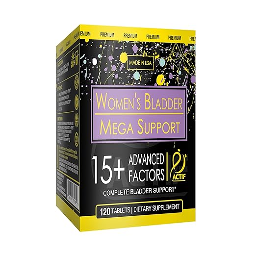 Actif Women's Bladder Mega Support with 15+ Factors Non-GMO for Bladder Control and Complete Bladder Support Made in USA 120 Count
