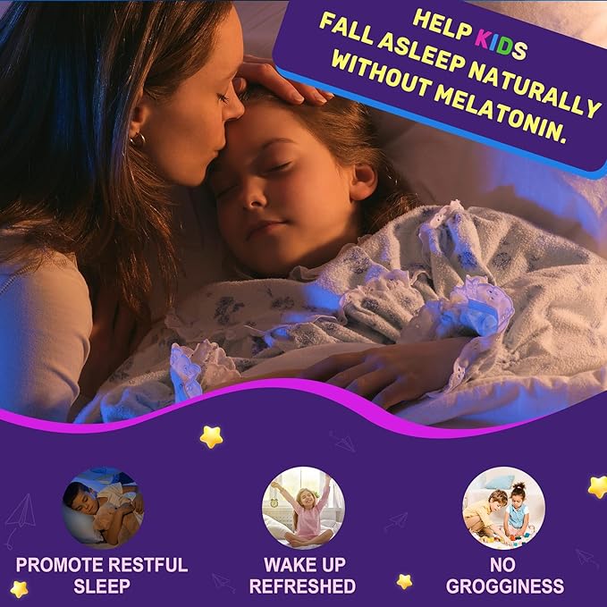 Kids Sleep Gummies - Magnesium Glycinate Gummies Melatonin Free Sleep Aid | Magnesium Calcium D3 B6 L Theanine | Kid Melatonin Alternative for Restful Sleep (Pack of 2)