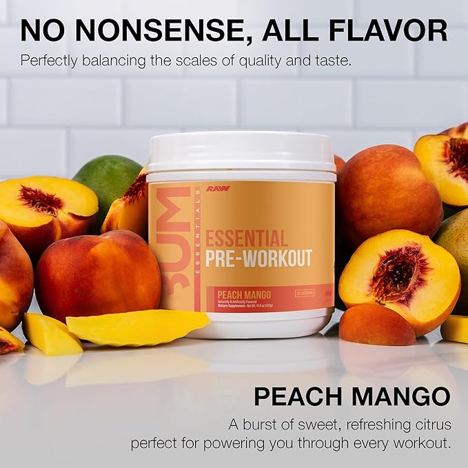 RAW Nutrition Creatine Monohydrate &amp Peach Mango Pre-Workout Powder Bundle