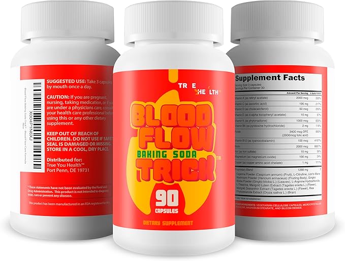 Baking Soda Trick for Men - Our Best Blood Flow Pills - Male Circulation Supplement for Advanced Blood Flow Care - Natural Circulation Supplements - Blood Circulation Supplements for Men