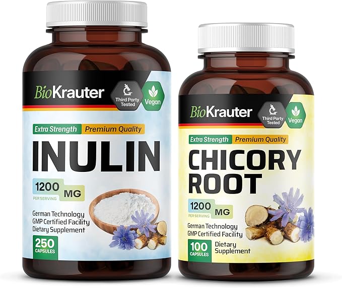 BIO KRAUTER Inulin 250 Capsules &amp Chicory 100 Capsules.