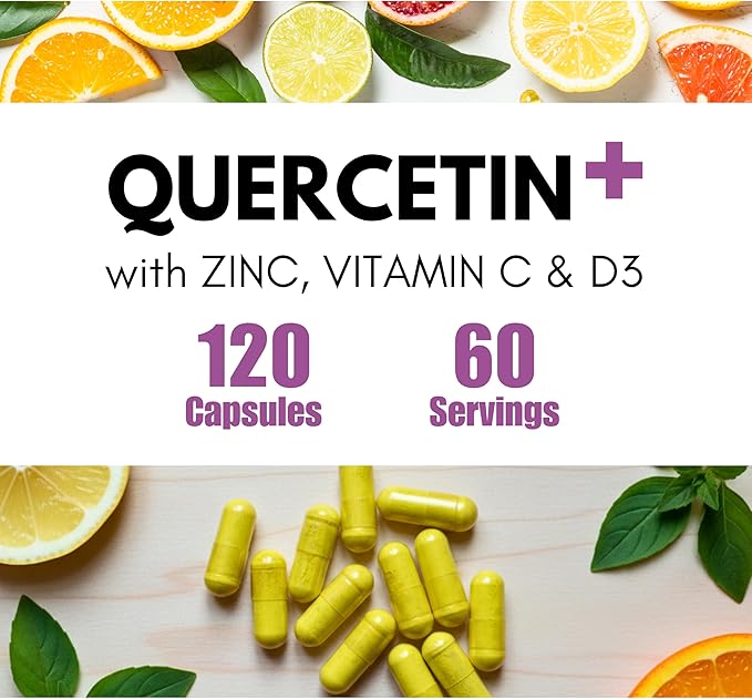BoostCeuticals Quercetin Dihydrate 500mg Zinc Picolinate 50mg - Vitamin C 800mg D3 5000IU Histamine Support - High Dose Vegan Non GMO Immune Complex -120 Capsules 60 Servings