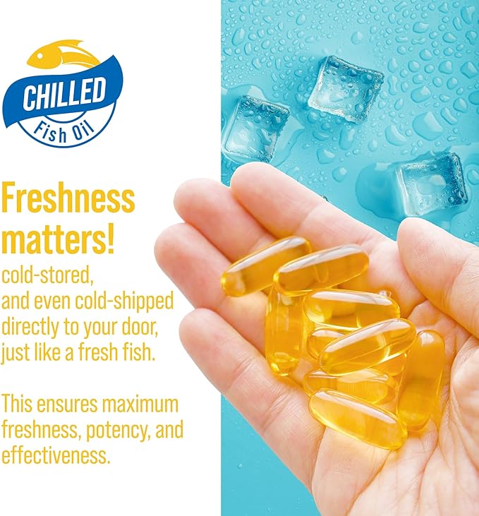 No more Omega 3 fish oil Oxidation Problem We solved it with Cold-Packed for Freshness &amp Potency. Triple Strength Chilled Heavy Metal Free Omega 3 Supplement for Heart &amp Brain Support 200