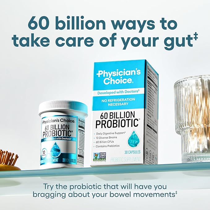 Physician's CHOICE - Optimal Gut Health Bundle: 60 Billion Probiotics + Digestive Enzyme 90ct for Digestive Comfort and Immune Support