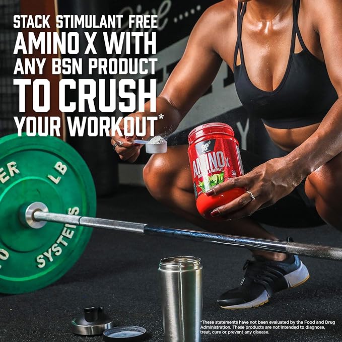 BSN Amino X Muscle Recovery &amp Endurance Powder BCAAs 10 Grams of Amino Acids Keto Friendly Caffeine-Free Support Endurance Zero Sugar Watermelon 30 servings 15.34 Ounce (Packaging May Var