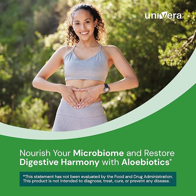 Univera Probiotics Probiotics and Prebiotics 30 Billion CFUs with Organic Aloe Vera -14 Strains Digestive Enzymes for Adults - Vegan AloeBiotics 60ct.