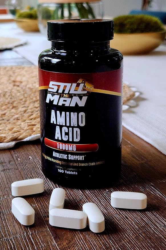 Still The Man Essential Amino Acid Athletic Performance and Support Supplement 1000mg 100 Tablets. Clean Free Form Amino Acid Blend.