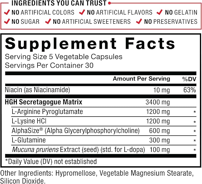 Prime HGH Secretion Activator Supplement for Men with L-Arginine and L-Glutamine to Trigger HGH Production Boost Workout Force and Improve Athletic Performance Force Factor 150 Capsules