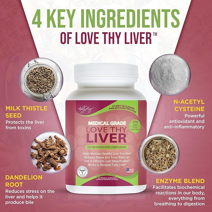 Dr. Liz Cruz Love Thy Liver - Liver Cleanse Detox &amp Repair Liver Supplements with Enzymes Herbs &amp Nutritive Ingredients Liver Health Supplement in Veggie Capsules 60 Counts