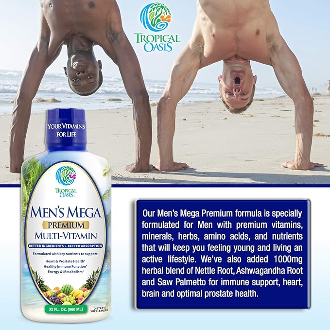 Premium Liquid Multivitamin for Men | Sugar Free Men’s Multi-Vitamin | 100+ Vitamins Minerals &amp Amino Acids to Support Muscle Heart Brain Health &amp Energy | 98% Absorption Rate | Non-GMO | 3