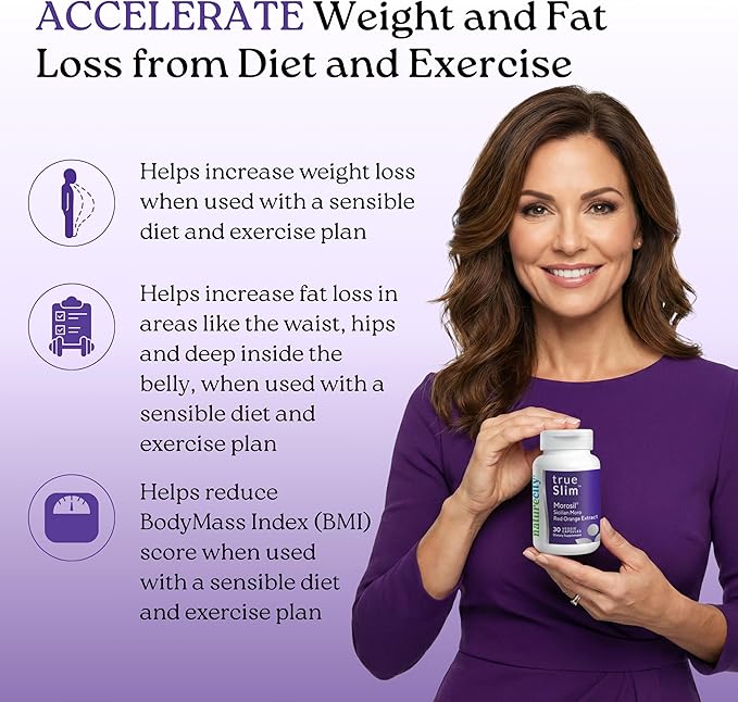 NatureCity True-Slim Morosil Weight Management Capsules | 400mg Sicilian Blood Orange Extract | Supports Reduction of Belly Fat &amp Waist Size | 60 Veggie Capsules | Non-GMO Gluten-Free | Made in U