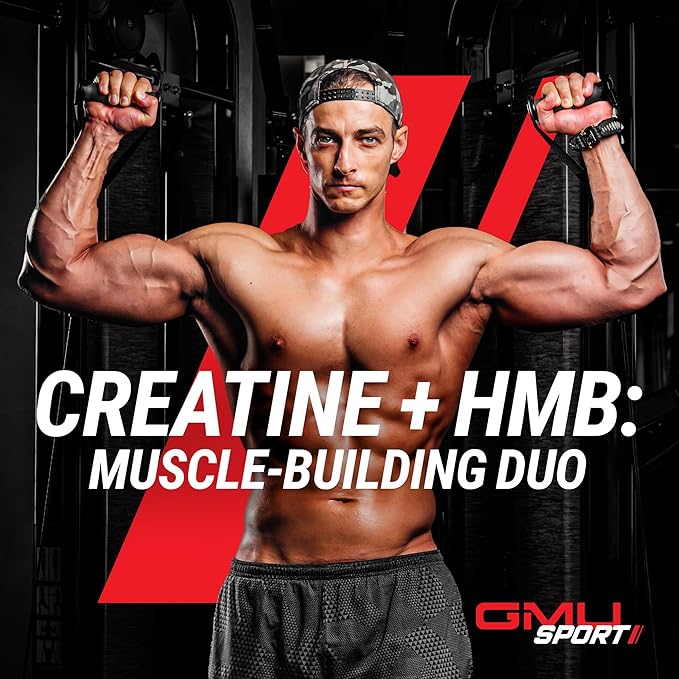 GMU SPORT Creatine HMB Powder – 45 Servings – 5g Creatine Monohydrate + 3g HMB + Piperine – Muscle Growth Strength &amp Recovery – Watermelon