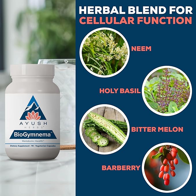 Ayush Herbs BioGymnema - Metabolic Vitamin &amp Herb Blend Metabolic Health Supplement for Women &amp Men with Biotin Berberine Bitter Melon &amp Gymnema Nutrient Support - 90 Servings