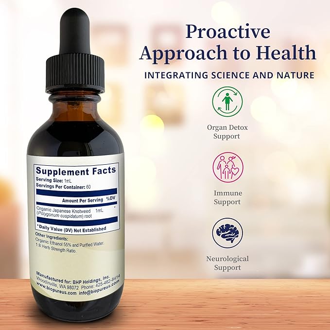 BioPure Japanese Knotweed Herbal Tincture – Potent Botanical Extract Rich in Polyphenols Including Resveratrol to Support Liver &amp Immune Function Cellular Health and Microbiome Balance – 2 fl oz