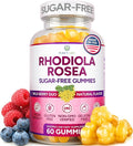 Sugar-Free Rhodiola Rosea Gummies (1500mg/Serving) Cortisol Detox &amp Adrenal Support Rhodiola Rosea Supplement for Mood Stamina &amp Performance Motivation Non-GMO 60 Vegan Chews