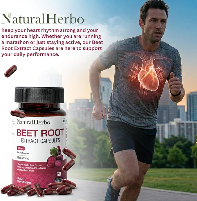 Beet Root Capsules 800mg Tablets | Vegan Beetroot Supplement for Energy Circulation &amp Heart Support | Antioxidant Boost Extract Supplement | Ayurveda Suggested 60 Count
