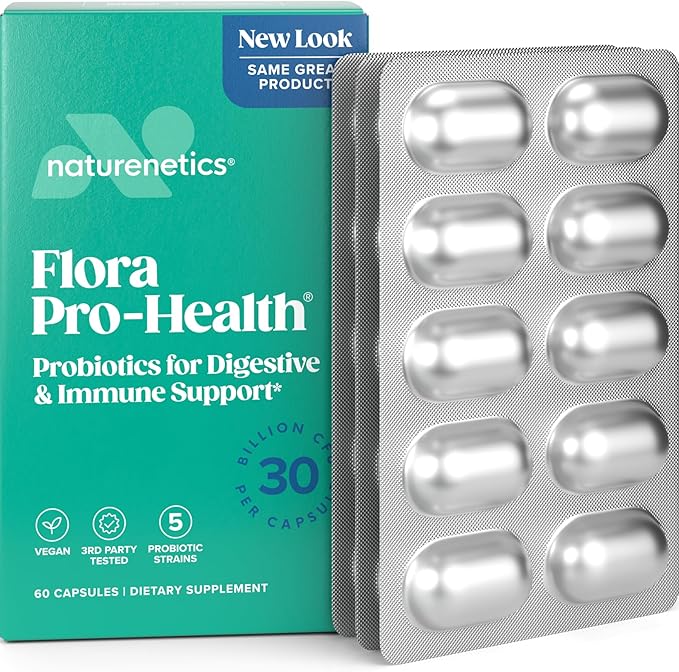 Probiotics 30 Billion CFU - 5 Strains to Support Digestive and Immune Health for Women and Men - Individually Foil Wrapped Shelf Stable - Gluten and Dairy Free Vegan - 60 Capsules - 60 Day Supply