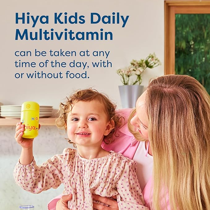 HIYA Kids Multivitamin Tablets – 15+ Essential Vitamins &amp Minerals with Fruits &amp Veggies for Ages 2+ Supports Growth Development &amp Immune 0g Sugar – 30 Day Supply for Toddlers &amp Kid