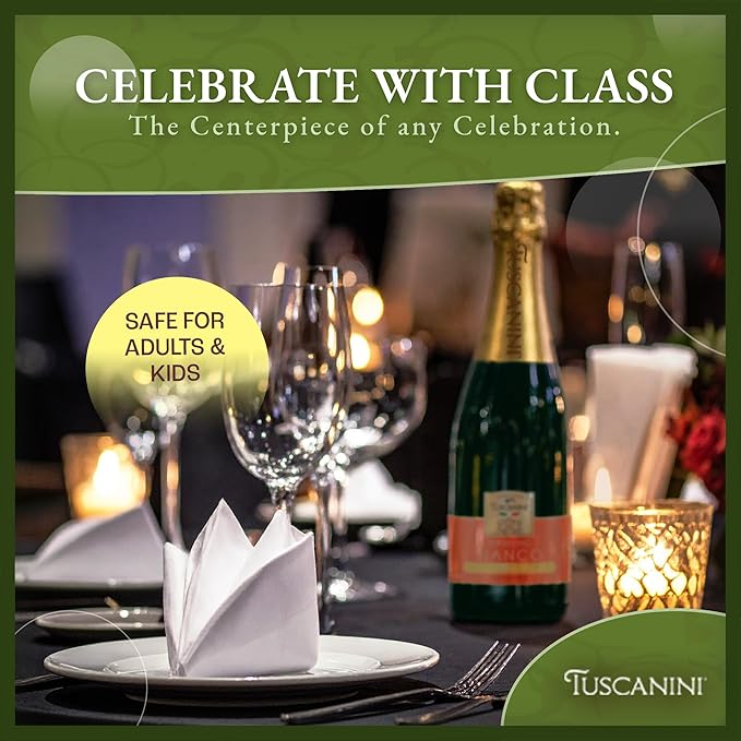 Tuscanini Sparkling Bianco Grape Juice 25.4oz (2 Pack) | Non-Alcoholic Celebration Drink | Festive Mushroom Cork | Refreshing &amp Elegant Sparkling Grape Juice | Perfect for Holidays Weddings &amp